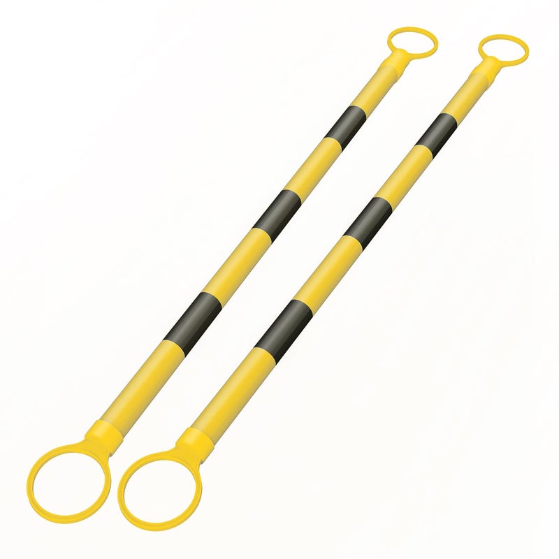 RoadHero 2 Pack 4 FT to 6.9 FT Retractable Cone Bar, Expandable Traffic Cone Bars for Parking Lots, Extendable Barricade for Road Construction, Black and Yellow, Cone Not Included - Image 1